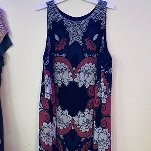 Max Studio L Dress Blue Pink Black White Knee Lgth